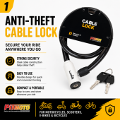 48" Anti-Theft Cable Lock for Scooter, Motorcycle, E-Bike & Bicycle