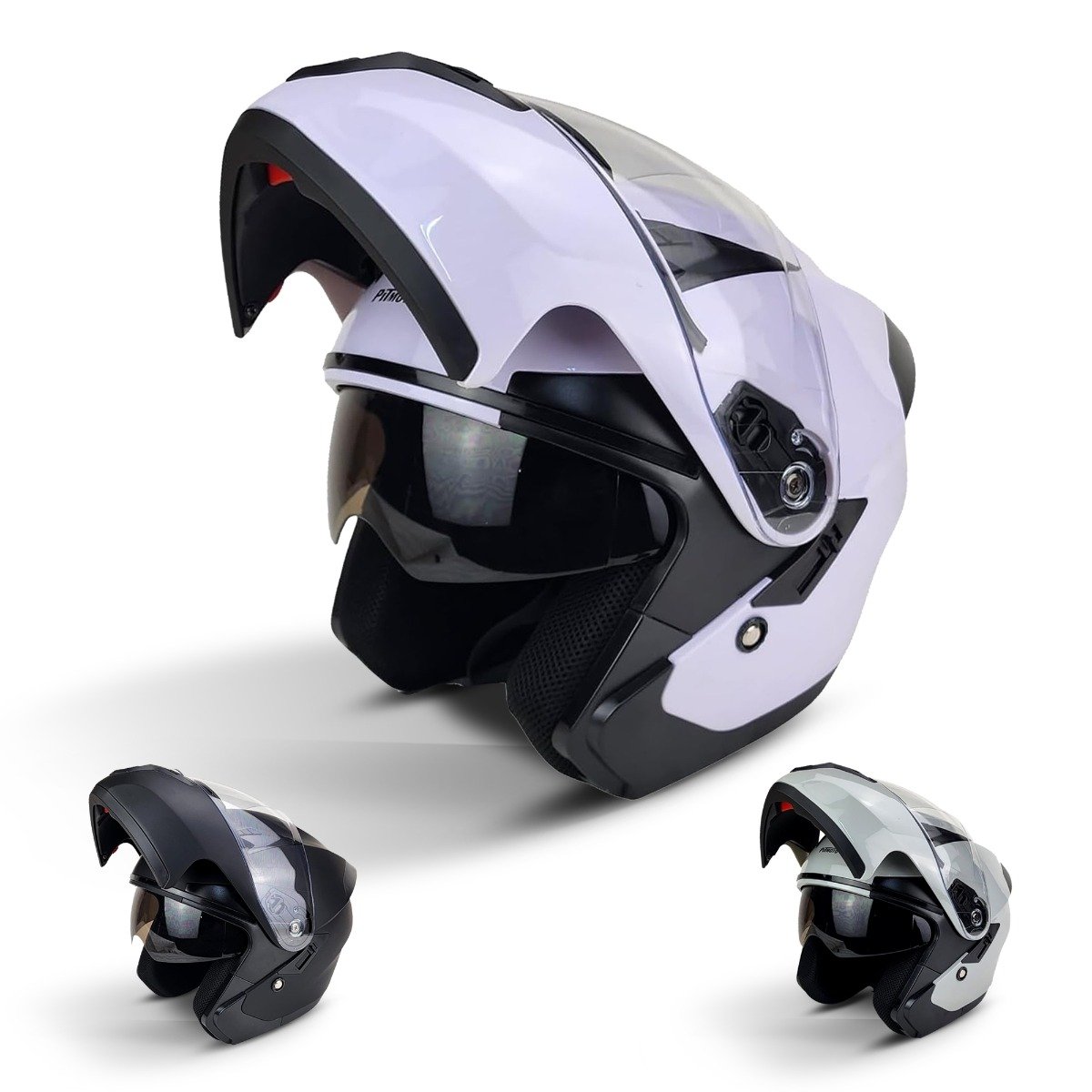 Casco de motocicleta abatible modular doble visera PITMOTO PM-516 - Imagen 10 de 10